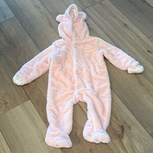 Magnetic Me Pink fuzzy teddy Bear Footie suit